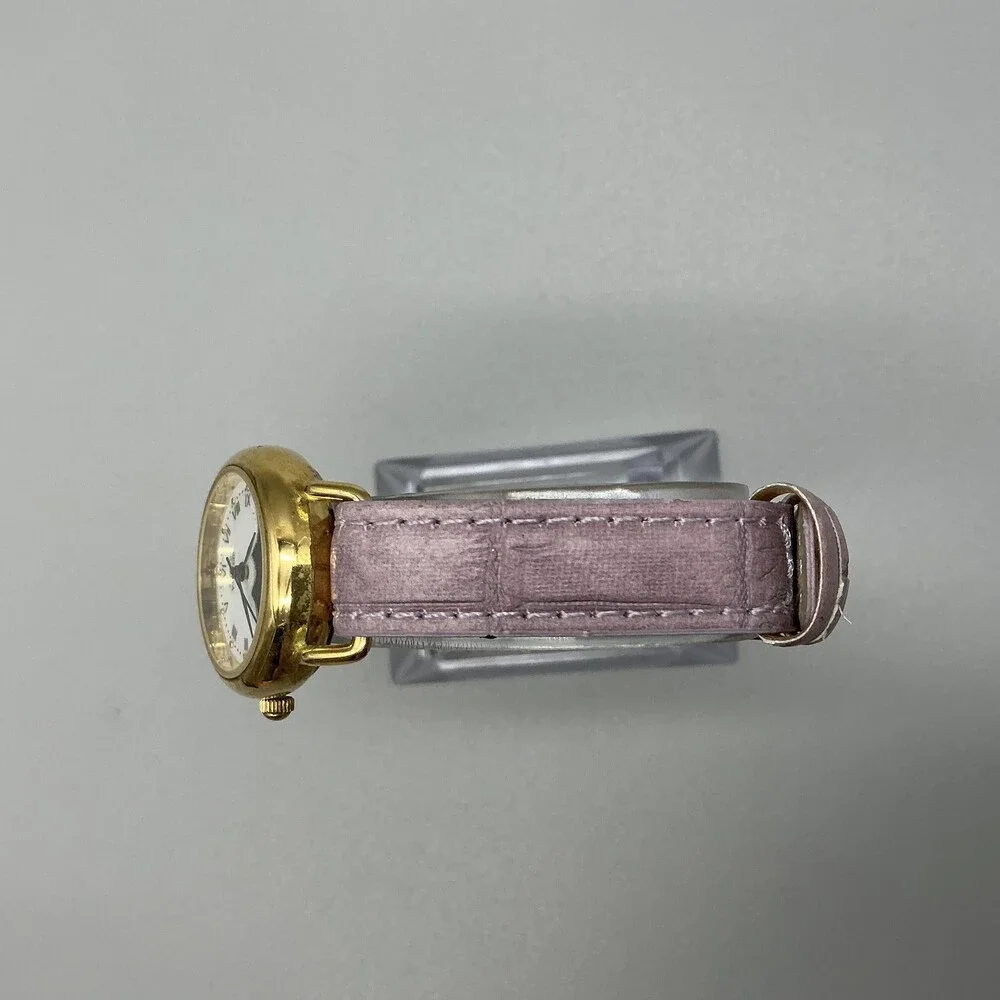Becora V3080 Womens Watch 26mm Moon Phase Gold Tone Pink Strap New Battery